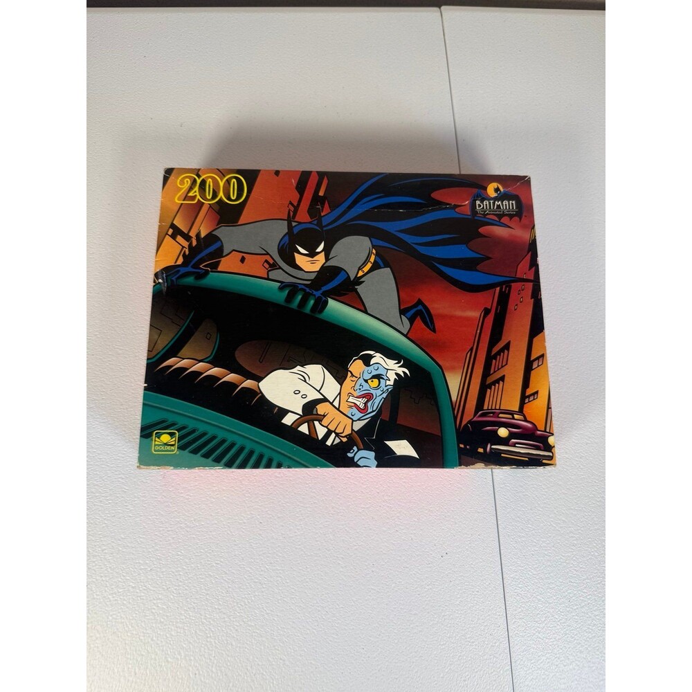 Vintage 1993 Batman The Animated Series Two-Face+Batman 200 Pc Puzzle Golden NIP